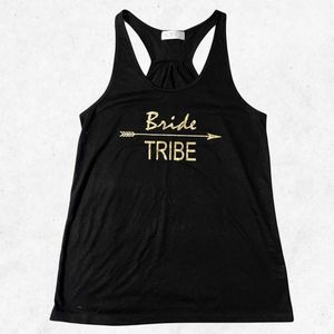 Icing Women’s Black Bride Tribe Tank Top New‎ No Tags Size L/XL Golden Letters